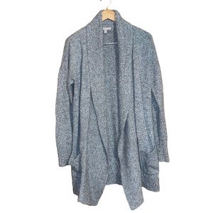 •BANANA REPUBLIC•GRAY KNIT RIBBED OPEN FRONT WOOL BLEND CARDIGAN SWEATER  MED